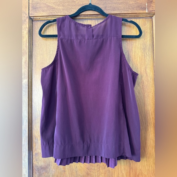 American Eagle Outfitters Pleated, Rose Embroidery Tank in plum- Size M - Picture 2 of 5